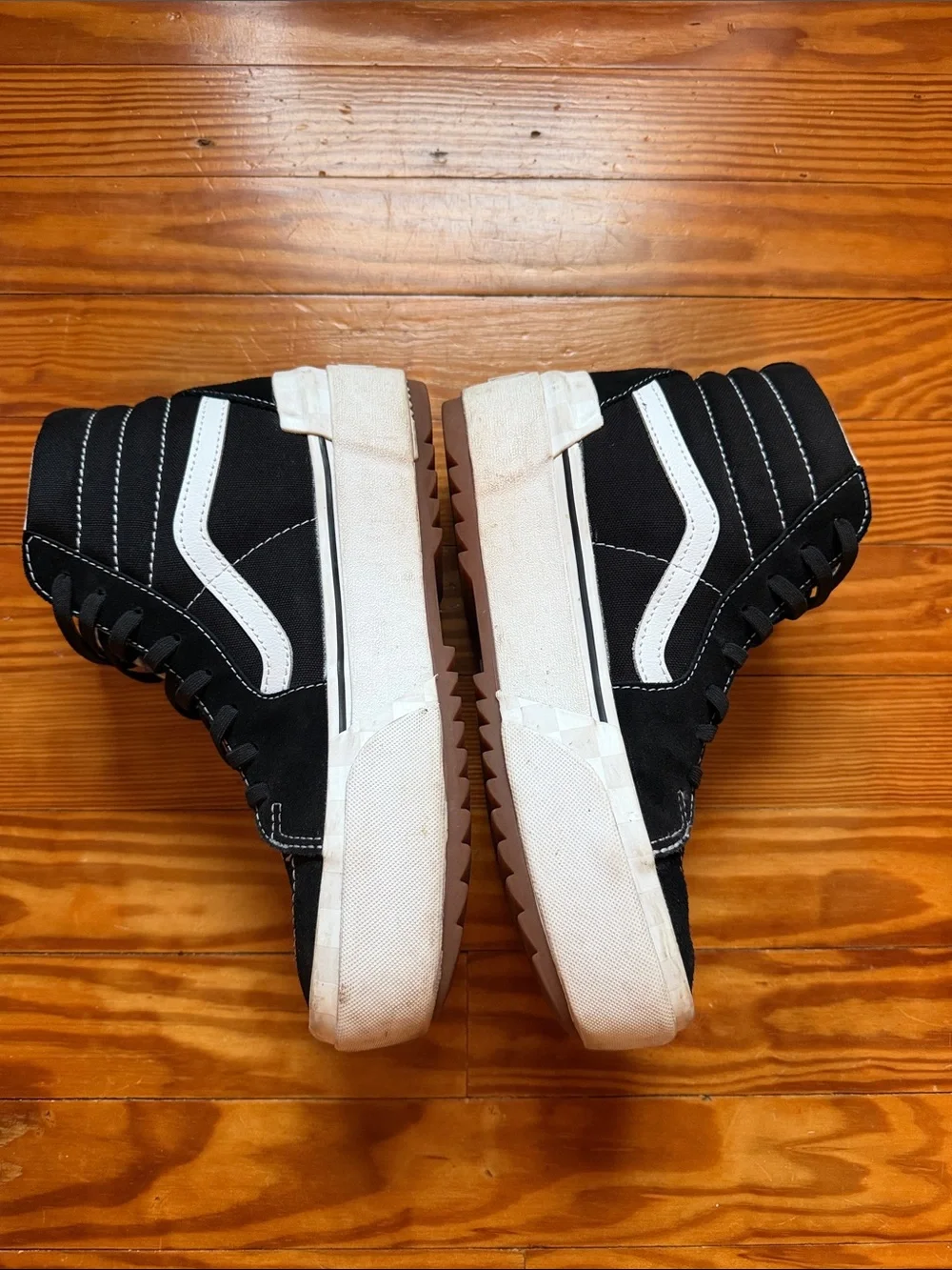 Vans Black and White High-Top Skate Sneakers